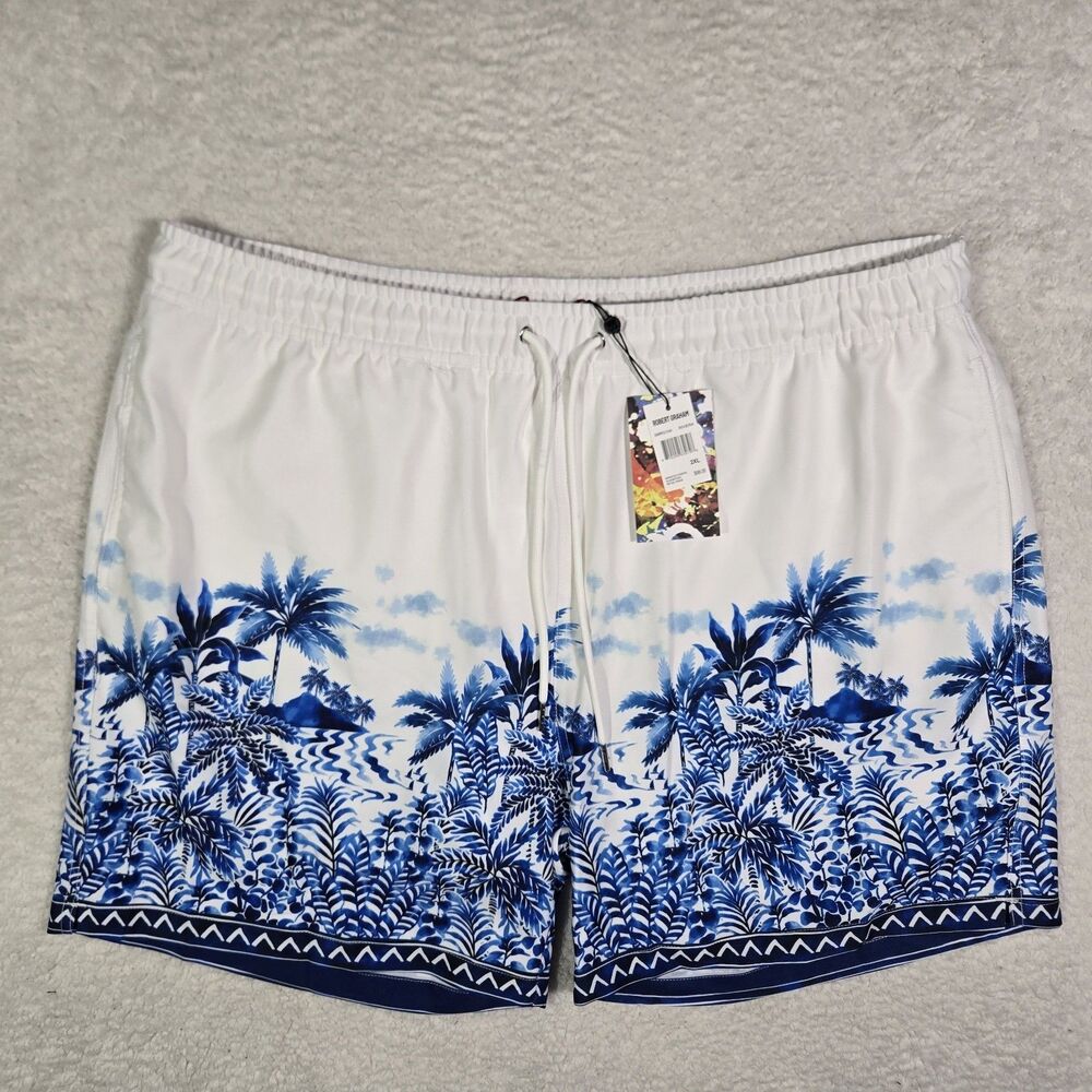 Robert Graham Swim Trunks Mens 2XL 5" Inseam Riviera Palm Trees Lined Shorts XXL
